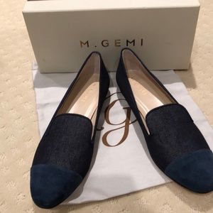 NWT M. Gemi HANDMADE denim smoking flats